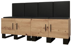 Set mobilier pentru hol Amanda 20 (Stejar artisan + piele ecologică Negru). 1086036