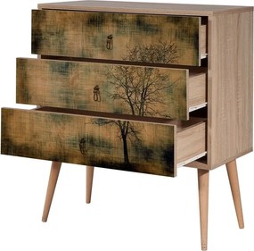 Comoda cu 3 sertare Trio 729, Vella, 80x40x90 cm, multicolor