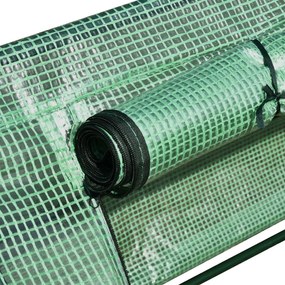 Outsunny Sera de gradina din Otel, sera pentru legume cu Invelis in Polietilen cu 3 Porti Verde 400x100x80cm | Aosom Romania