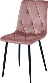 Roz scaun bucatarie LIBRA din catifea cu picioare negre