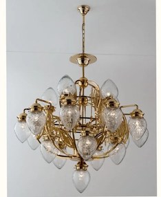 Candelabru cu 21 brate, elegant design LUX Budapest, auriu LU 1440/5+10+5+1 gold/411 klar-Schliff OR