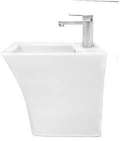 Lavoar baie suspendat alb lucios 48 cm, cu preaplin, Fluminia Menad