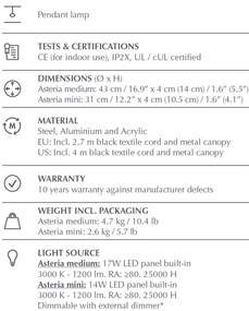 Lustra LED design scandinav Asteria mini - rose/ auriu