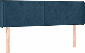 vidaXL Tăblie pat cu aripioare albastru închis 147x16x78/88 cm catifea