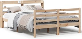 vidaXL Cadru de pat cu tăblie, 140x200 cm, lemn masiv de pin