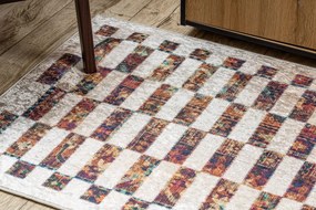 ANDRE 43780 covor lavabil Geometric anti-alunecare - bej / teracotă