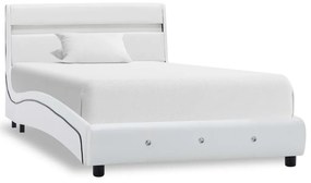 280327 vidaXL Cadru de pat cu LED, alb, 90 x 200 cm, piele ecologică