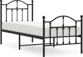 vidaXL Cadru pat metalic cu tăblii de cap/picioare, negru, 75x190 cm