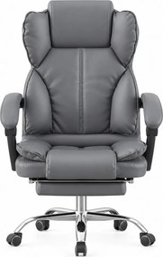 Scaun directorial, suport picioare, funcție recliner, SIB 818, piele ecologica, Gri