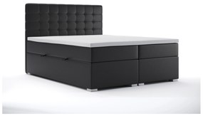 Pat matrimonial Boxspring 180 cm Clady (Negru piele ecologică) (cu sp. depozitare). 1044200