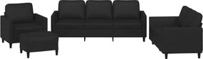 vidaXL Set de canapele cu perne, 4 piese, negru, piele ecologică