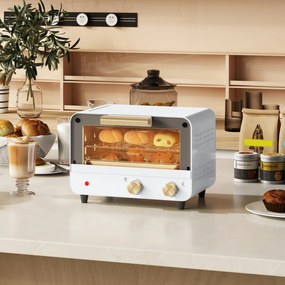 HOMCOM Cuptor Electric cu 2 Înălțimi cu Temporizator și Temperatură Reglabilă, 31,5x27,7x22,7 cm, Alb | Aosom Romania
