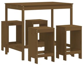 3157748 vidaXL Set mobilier bar de grădină, 5 piese, maro miere lemn masiv pin