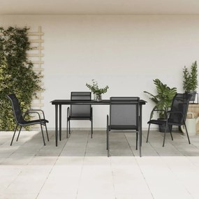 vidaXL Set mobilier de grădină, 5 piese, negru, oțel și textilenă