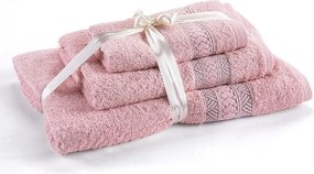 JAHU Set de prosoape şi prosop de baie frotir BERGER roz somon 3 buc