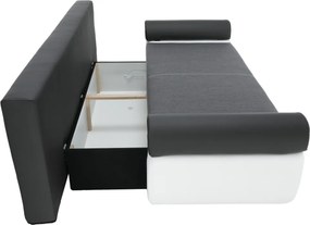 Canapea, piele ecologică alba+gri/material textil gri, KARDYN