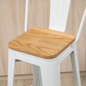 HOMCOM Set de 4 taburete de bar industrial cu spătar suport pentru picioare înălțime 76 cm oțel crem | Aosom Romania