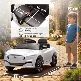 AIYAPLAY Mașină electrică pentru copii Ford Mustang Mach-E sub licență oficială 12 V telecomandă 2,4 G 2 motoare 92x55x44cm alb | Aosom Romania