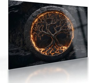 Tablou pe sticlă – Arborele vieții în lavă I. (70x50 cm)