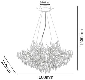 Lustră de cristal pe cablu 11xG9/40W/230V auriu