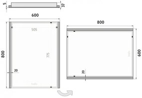 Oglindă LED retroiluminată pentru baie NIMCO ZP 11002 6500K 80x60 cm IP44