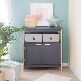 Comodă de copii gri antracit joasă cu masă de schimbat 87x75 cm Berlin – Roba