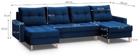 Coltar extensibil forma U albastru inchis Scandi