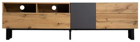 Mobilă TV modernă cu design în blocuri de culoare, Culoare naturală+Negru | Aosom Romania