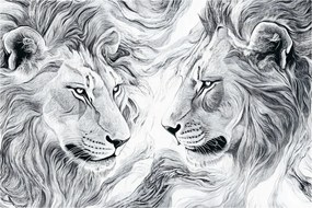 Tablou - Capete de lei desenate (90x60 cm)