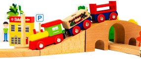 Set de trenuri din lemn 74 buc