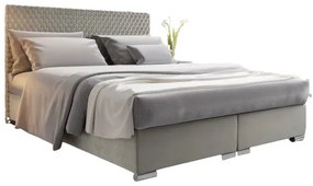 Pat matrimonial180 cm Boxspring Harlan Comfort (gri deschis) (cu somieră, saltea și sp. depozitare). 1056002