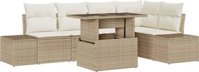 vidaXL Set de canapele pentru grădină 6 pcs Bej Rattan poli