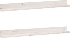 vidaXL Rafturi de perete, 2 buc., alb, 110x11x9 cm, lemn masiv de pin