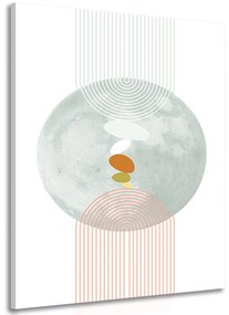 Tablou cerc modern cu curcubeu Mid-Century