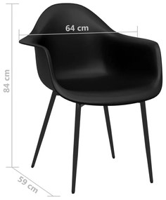 Scaun de masa, negru, PP 1, Negru