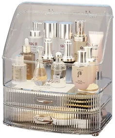 Organizator cosmetic, depozitare compartimentata, cu sertare, Transparent