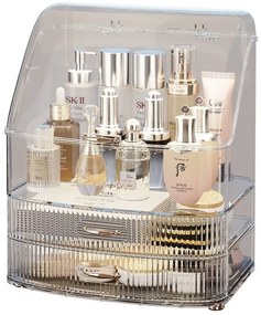 Organizator cosmetic, depozitare compartimentata, cu sertare, Transparent