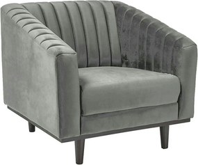 Fotoliu ASPREY, stofa catifelata gri - Bluvel 14, 83x85x78 cm