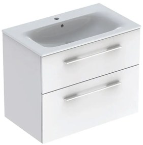 Dulap pentru lavoar 64x79x48 cm, cu lavoar, 2 sertare, alb lucios Alb lucios