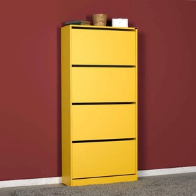 Dulap Pantofi Inalt Adore XL – Pantofar cu Adancime Slim (26 cm) pentru Hol, 4 Compartimente Rabatabile, Capacitate 24 Perechi