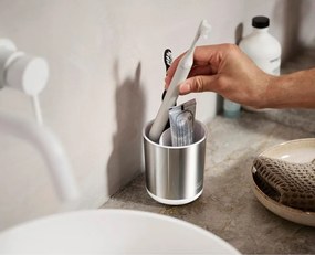 Suport pentru periuța de dinți argintiu din oțel inoxidabil Duo Steel – Joseph Joseph