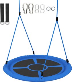 AIYAPLAY Leagăn tip cuib, leagăn pentru 2 copii cu corzi reglabile pe înălțime, șezut rotund Ø 80 cm, albastru | Aosom Romania