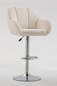 HR2055W Scaun Crem din Boucle cu Bază Cromata