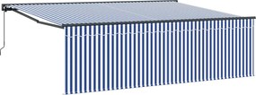 vidaXL Cortina Retractabilă Manual Albastru și Alb 400 × 300 cm