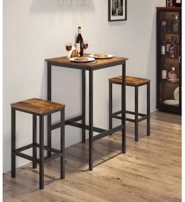 Set masă de bar cu 2 scaune BARTIS, maro/negru