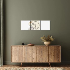 Tablou - Flori bej cu fluture N⁰4 (cu ceas) (90x30 cm)