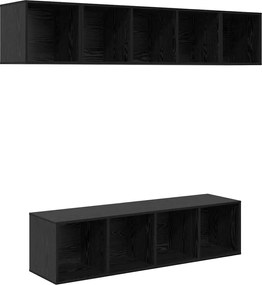 vidaXL Set comodă TV Pe perete 4 pcs Stejar Negru Lemn compozit