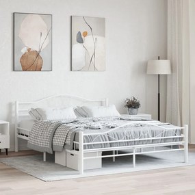285304 vidaXL Cadru de pat, alb, 160 x 200 cm, metal