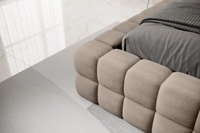 Pat tapitat cu somiera rabatabila si lada depozitare, 180x200 cm, ELTAP, BE-DIZ-MET-20AMO, Dizzle, metal/poliester, bej inchis