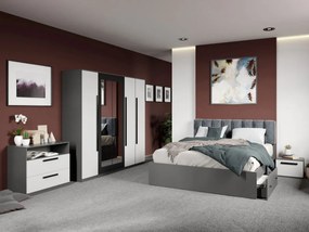 Set mobila dormitor complet Alb/Gri antracit Oasis C14